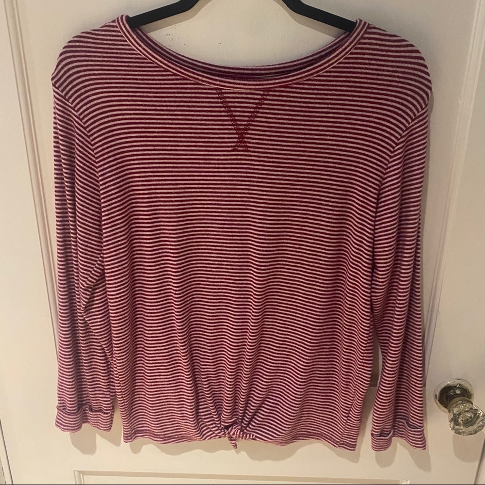 Old Navy Red and White Stripped Tie Knot Shirt